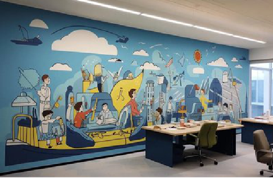 安化办公室墙绘的特点。